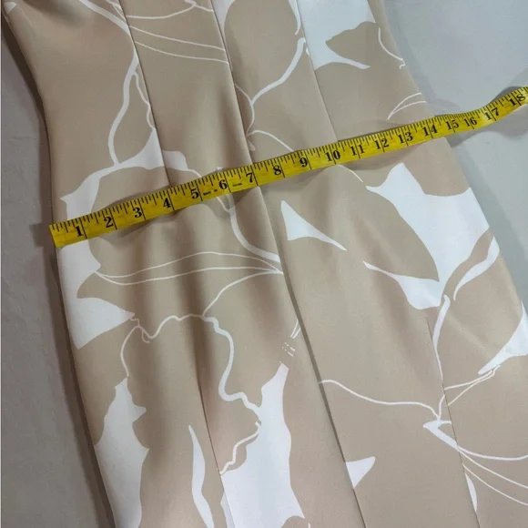NWT Donna Karan New York Water Color  Print Midi Sheath Dress Floral Beige 2 - Picture 5 of 10